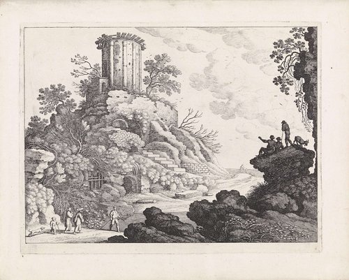 Landschap met de ruïne van een tempel by Guilliam van Nieulandt (II)