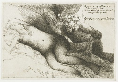 Jupiter en Antiope: grote plaat by Rembrandt van Rijn