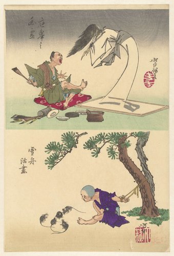 Sesshu brengt een tekening tot leven