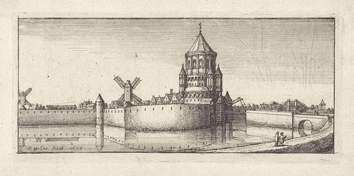 Gezicht op de Kleine Houtpoort te Haarlem by Wenceslaus Hollar