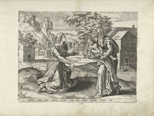 Elia draagt het weer tot leven gewekte kind terug naar de weduwe van Sarefat