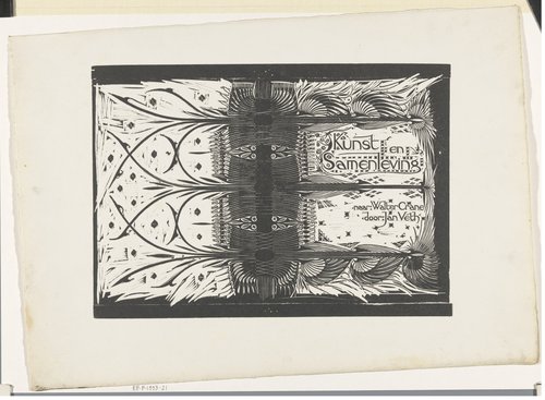 Ontwerp voor de boekomslag van de ingenaaide editie van 'Kunst en samenleving'