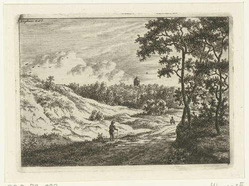 Duinlandschap met wandelaar bij Bloemendaal