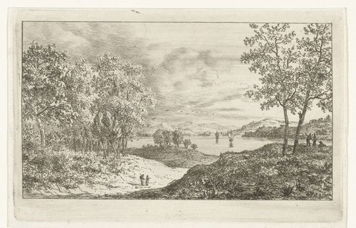 Heuvelachtig landschap met rivier by Ernst Willem Jan Bagelaar