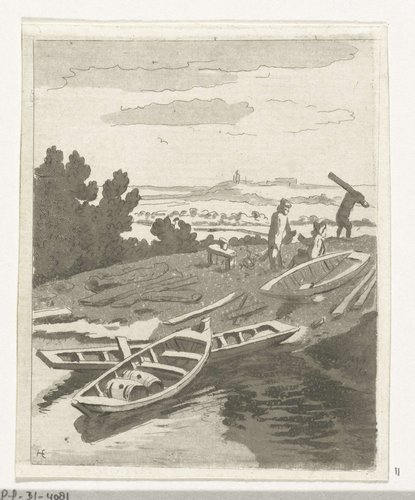 Roeiboten by Anthonie van den Bos