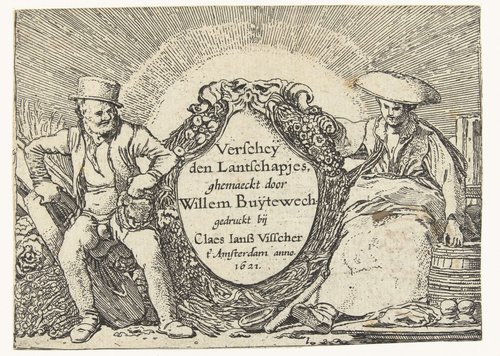 Titelprent met zittende boer en boerin