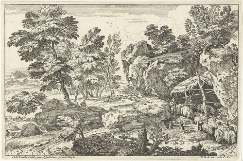 Landschap met schaapskooi