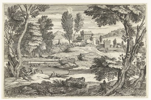Herder en herderin aan waterkant