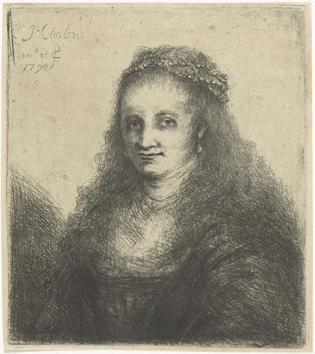 Vrouw met een parelsnoer in het haar