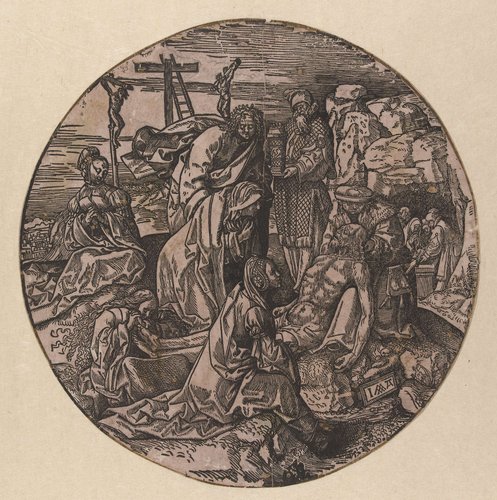 Bewening en graflegging van Christus by Jacob Cornelisz van Oostsanen