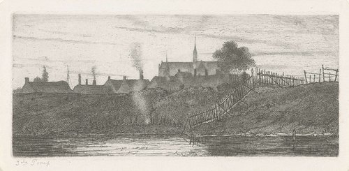 Gezicht op een stad by Jacobus Ludovicus Cornet
