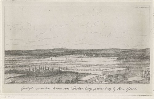 Gezigt van den toorn van Sterkenburg op den berg by Amersfoort by Jacobus Ludovicus Cornet