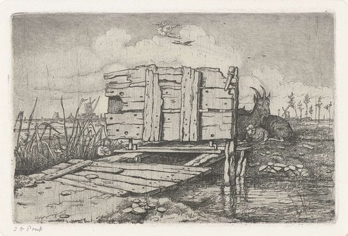 Brugje over een beek by Jacobus Ludovicus Cornet