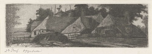 Landschap met drie boerderijen by Jacobus Ludovicus Cornet