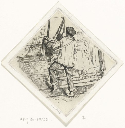 Straatmuzikant met draaiorgel by Jacobus Ludovicus Cornet