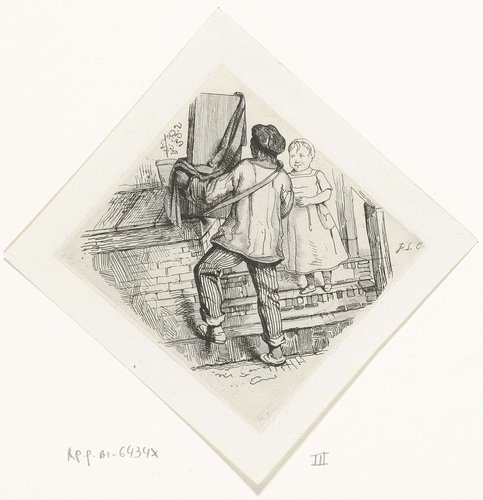 Straatmuzikant met draaiorgel by Jacobus Ludovicus Cornet