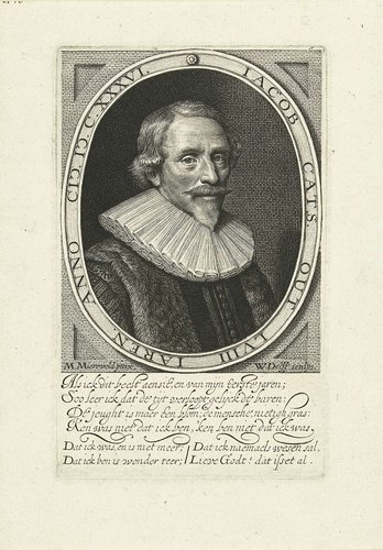 Portret van Jacob Cats op 58-jarige leeftijd
