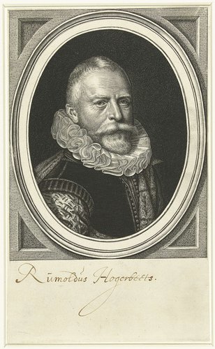 Portret van pensionaris Rombout Hogerbeets op 58-jarige leeftijd by Willem Jacobsz Delff