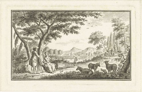 Landschap met herder en herderin