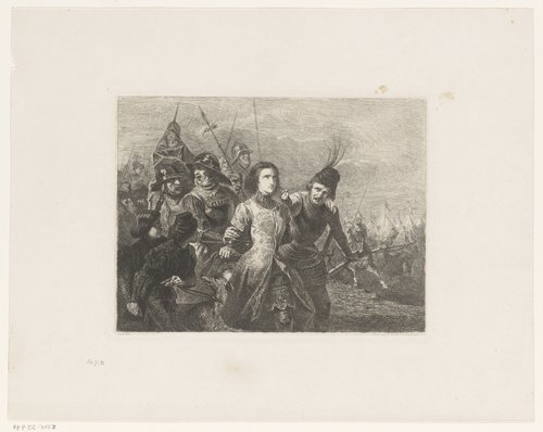 Jeanne d'Arc wordt door soldaten gevangen en meegevoerd