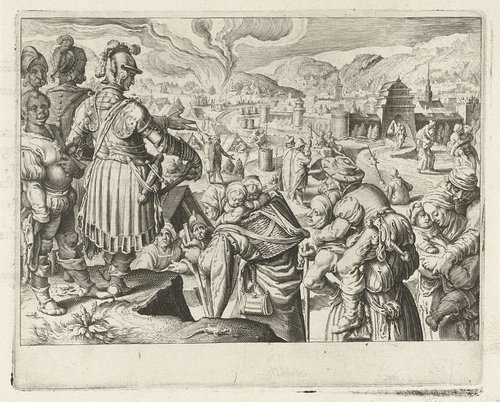 De vrouwen van Weinsberg dragen hun mannen op de rug de stad uit