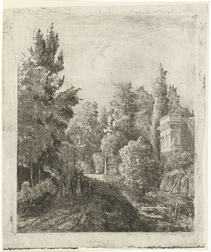 Dorpsstraat met een wandelend gezelschap