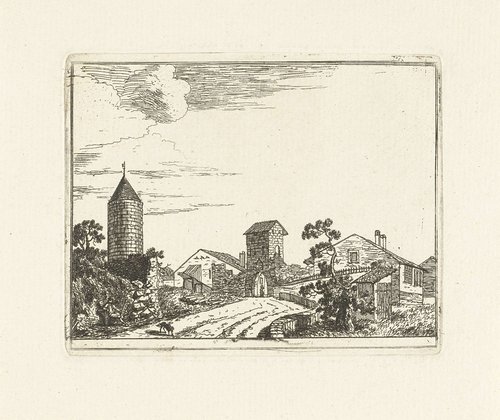 Gezicht op een stadspoort