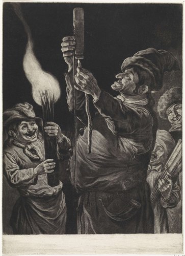 De man met een vuurpijl, met toeschouwers, 1695