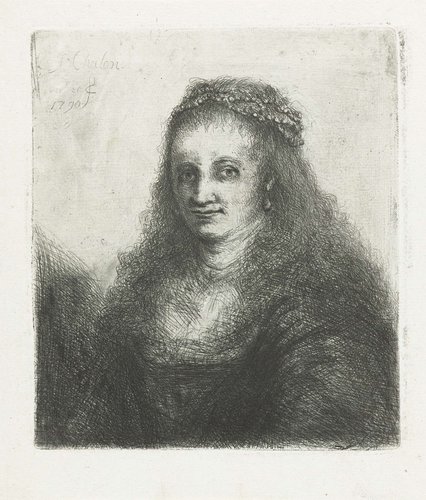 Vrouw met een parelsnoer in haar
