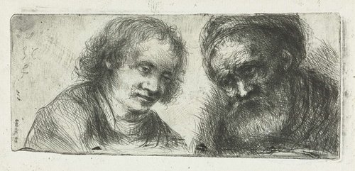 Jonge en oude man by Jan Chalon