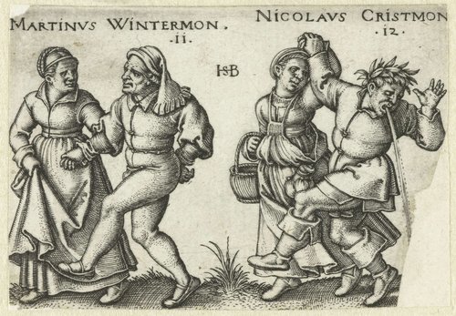 Boerenfeest of de Twaalf maanden by Hans Sebald Beham