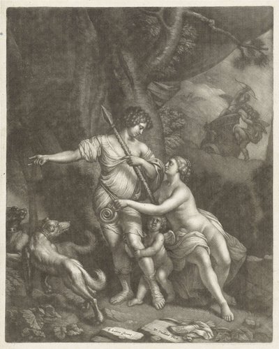 Venus weerhoudt Adonis van de jacht by Wallerant Vaillant