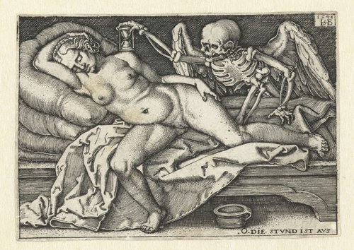 Dood en slapende jonge vrouw