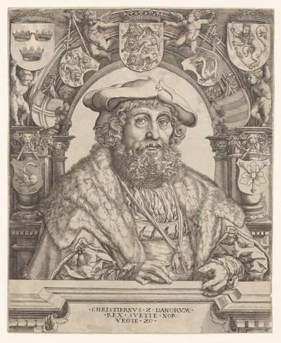 Portret van Christiaan II, koning van Denemarken by Jacob Binck
