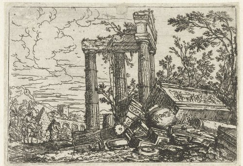 Ruïnelandschap met de vlucht naar Egypte by Jonas Umbach