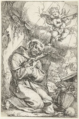 Heilige Hieronymus het kruis kussend