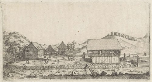 Gezicht op een watermolen by Wenceslaus Hollar