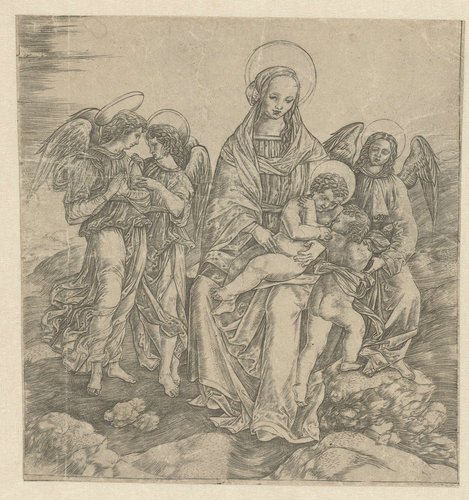 Maria met kind en Johannes de Doper en drie engelen