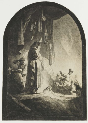 De opwekking van Lazarus: grote plaat