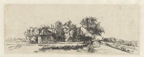 Landschap met een kanaal en hek