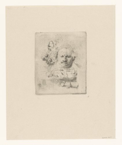 Sheet of studies with the head of the artist, a beggar man, woman and child