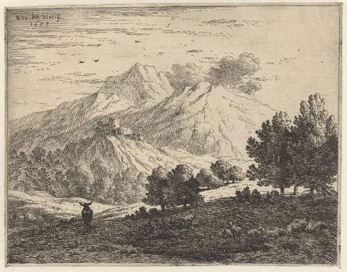 Landschap met vier bergen
