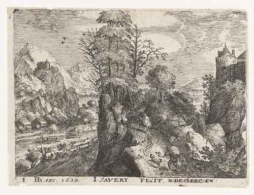 Zes landschappen met reizigers
