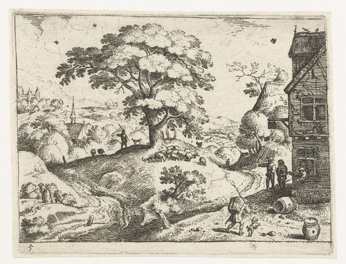 Zes landschappen met reizigers