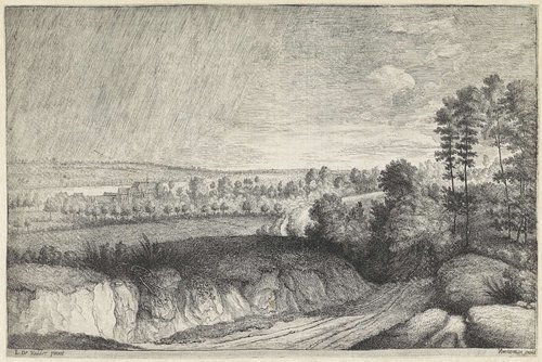Landschap in een regenbui