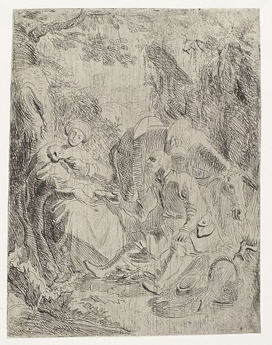 Rust op de vlucht naar Egypte by Rembrandt van Rijn