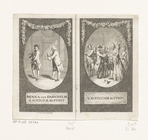 Twee scènes uit Minna von Barnhelm by Daniel Nikolaus Chodowiecki