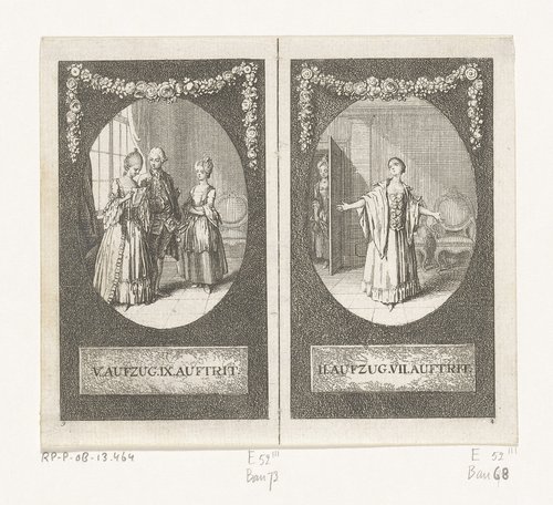 Twee scènes uit Minna von Barnhelm by Daniel Nikolaus Chodowiecki