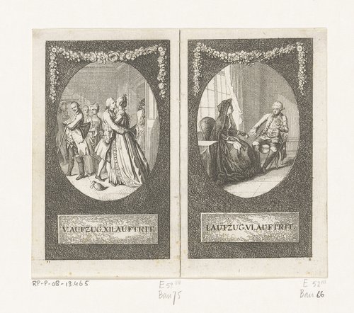 Twee scènes uit Minna von Barnhelm by Daniel Nikolaus Chodowiecki