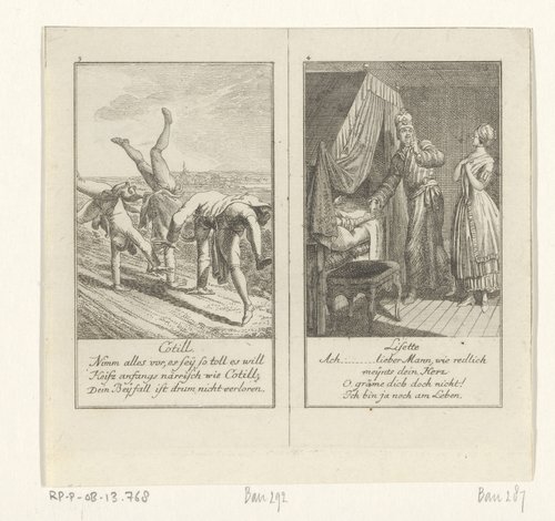 Twee scènes uit Gellert's Fabelen by Daniel Nikolaus Chodowiecki